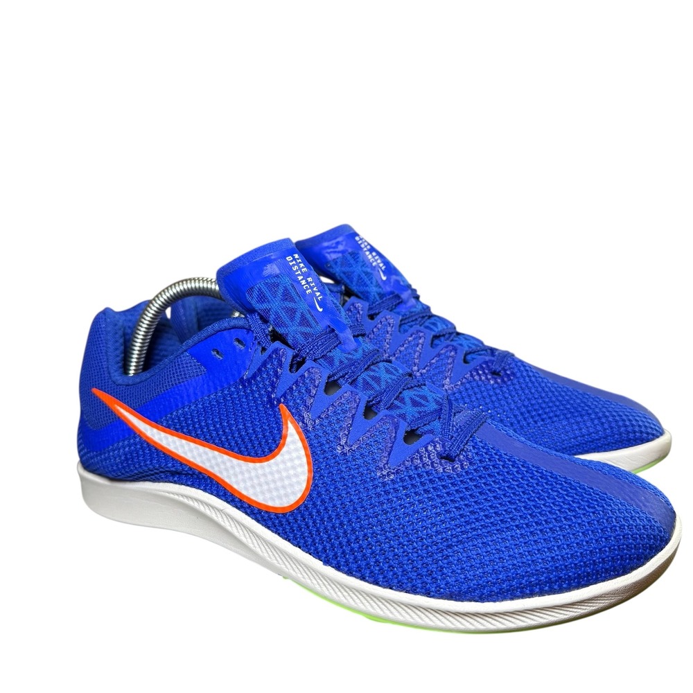 Nike Rival Distance Track Spikes Blue Volt White 9.5M w/ Bag & Extra Spikes NWT